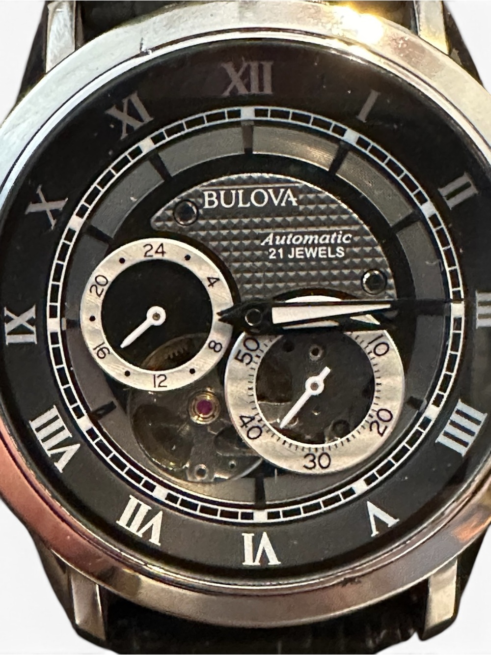 Bulova Sutton 96A135 Automatic 21 Jewel Open Heart Men’s Watch Box